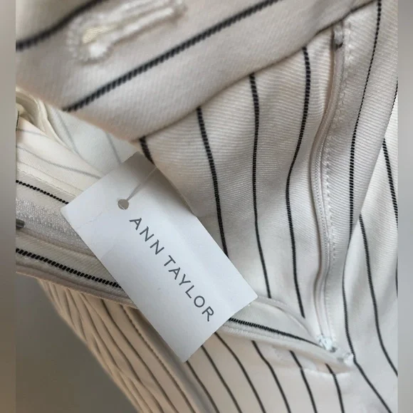 NEW Ann Taylor Cream Pinstripe Wide Leg Pant Size 12 - Picture 11 of 11